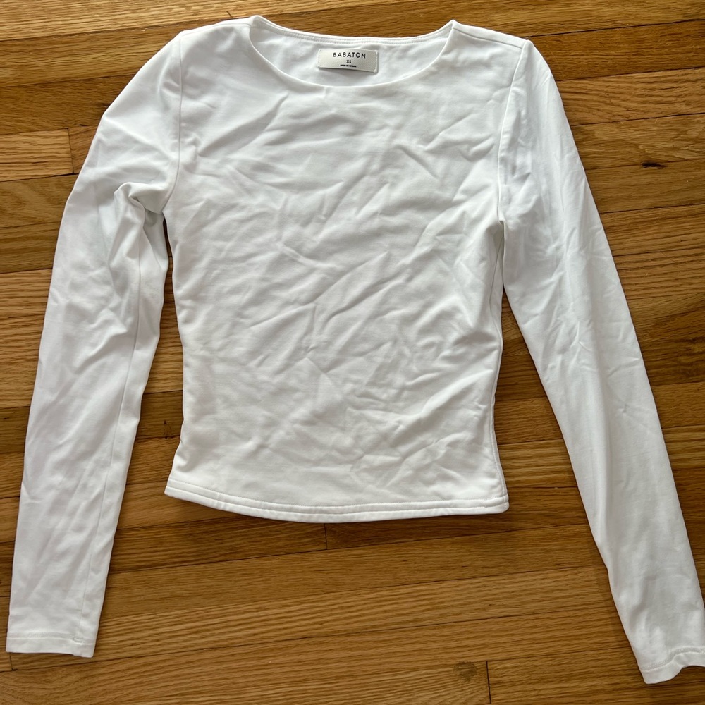 Aritzia Babaton Contour Crew Neck Long Sleeve - Size XS - White